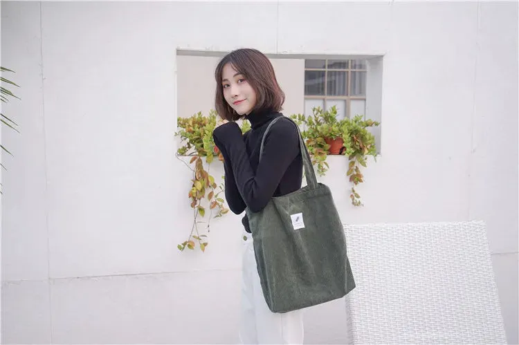 Simple INS Corduroy Shopping Tote Bag