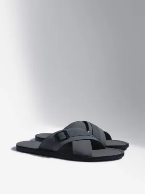 SOLEPLAY Grey Cross-Strap Leather Sandals