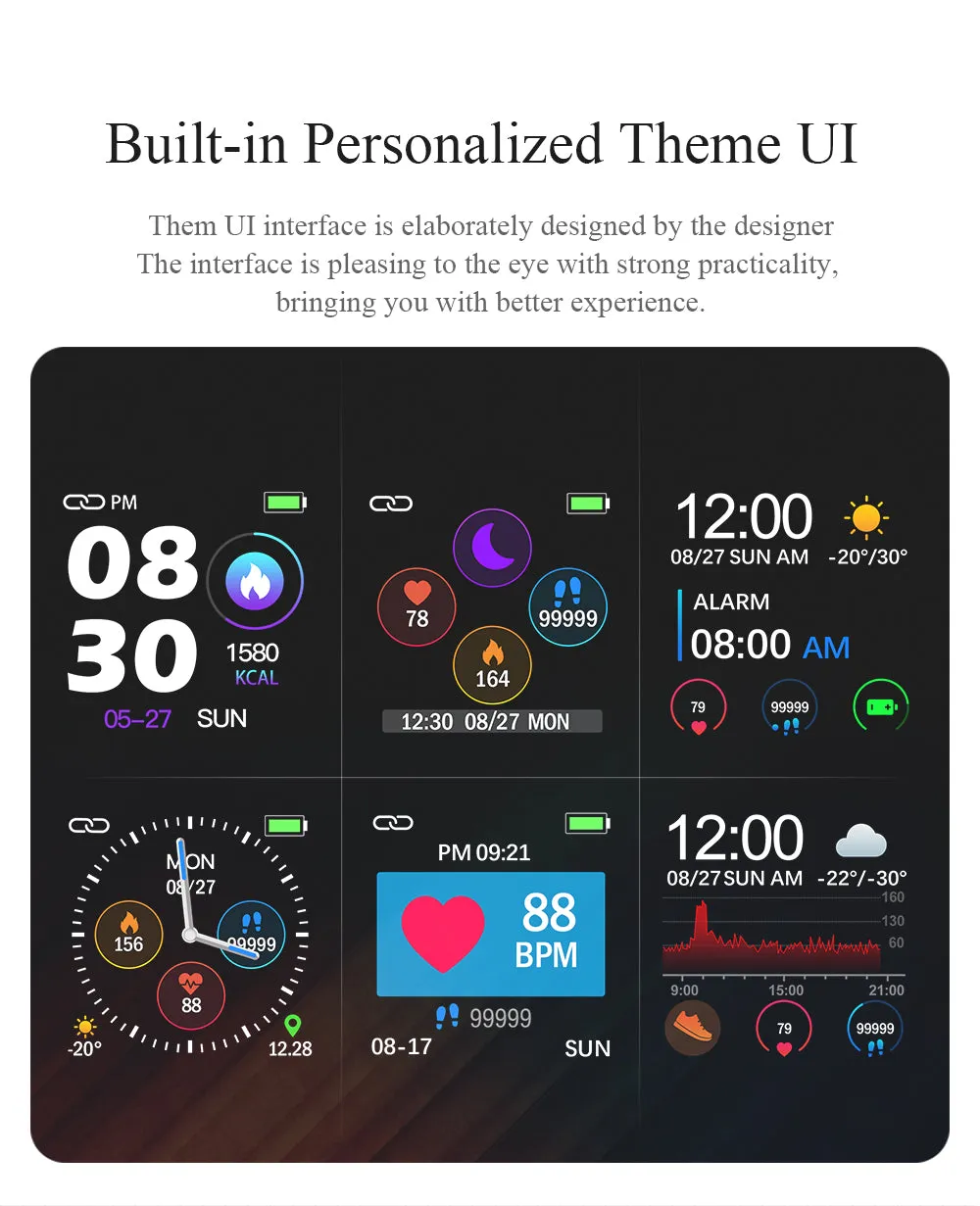 T55 Smart Watch with Heart Rate and Blood Pressure Monitor, Chronograph, Pedometer and more