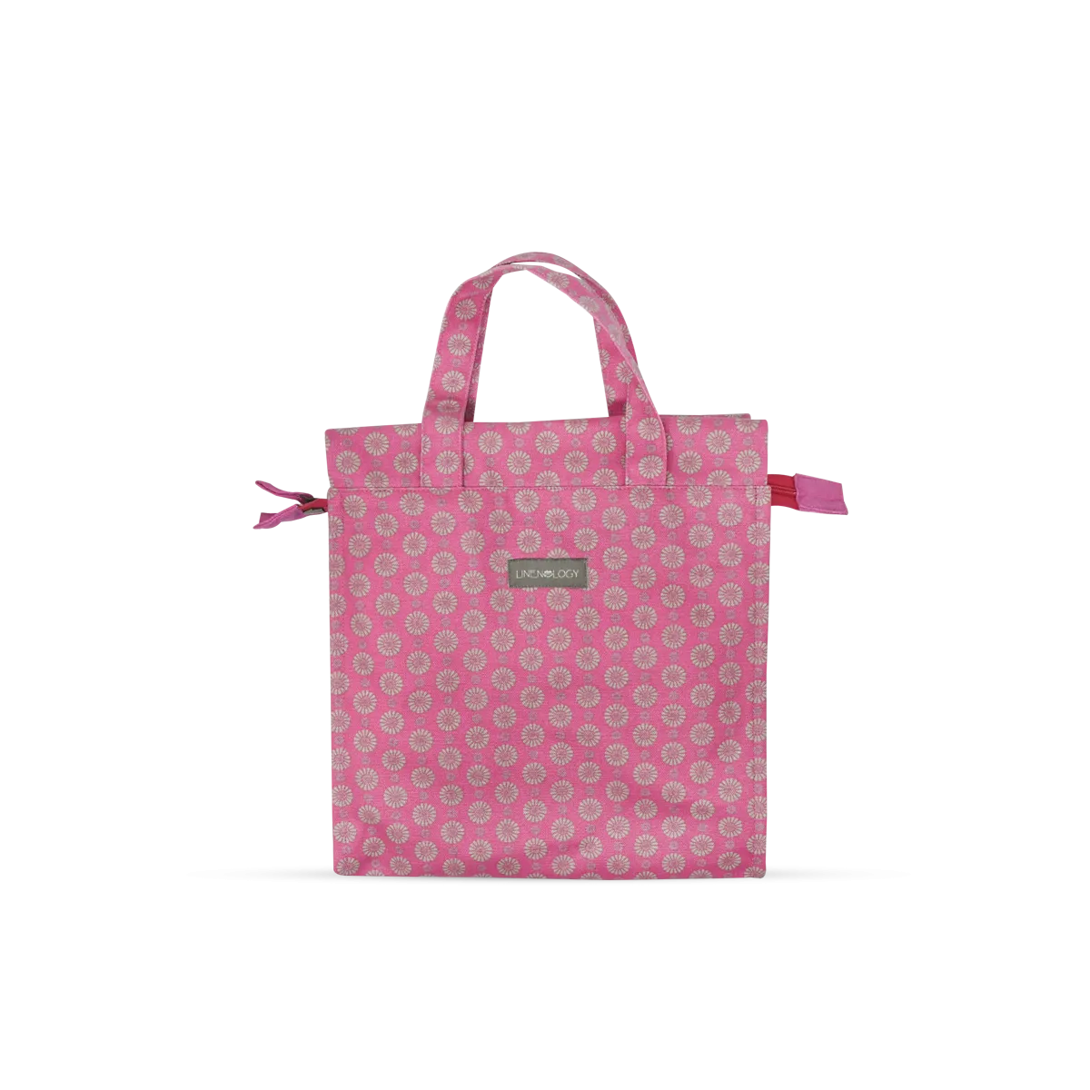 Tall Acrylic Coated Lunch Bag with Zip - Geo Pink Flambé