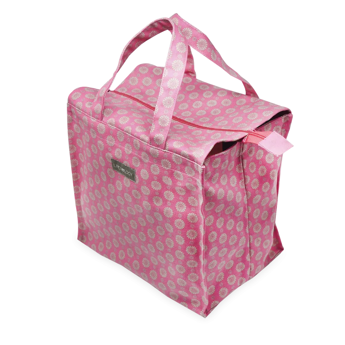 Tall Acrylic Coated Lunch Bag with Zip - Geo Pink Flambé