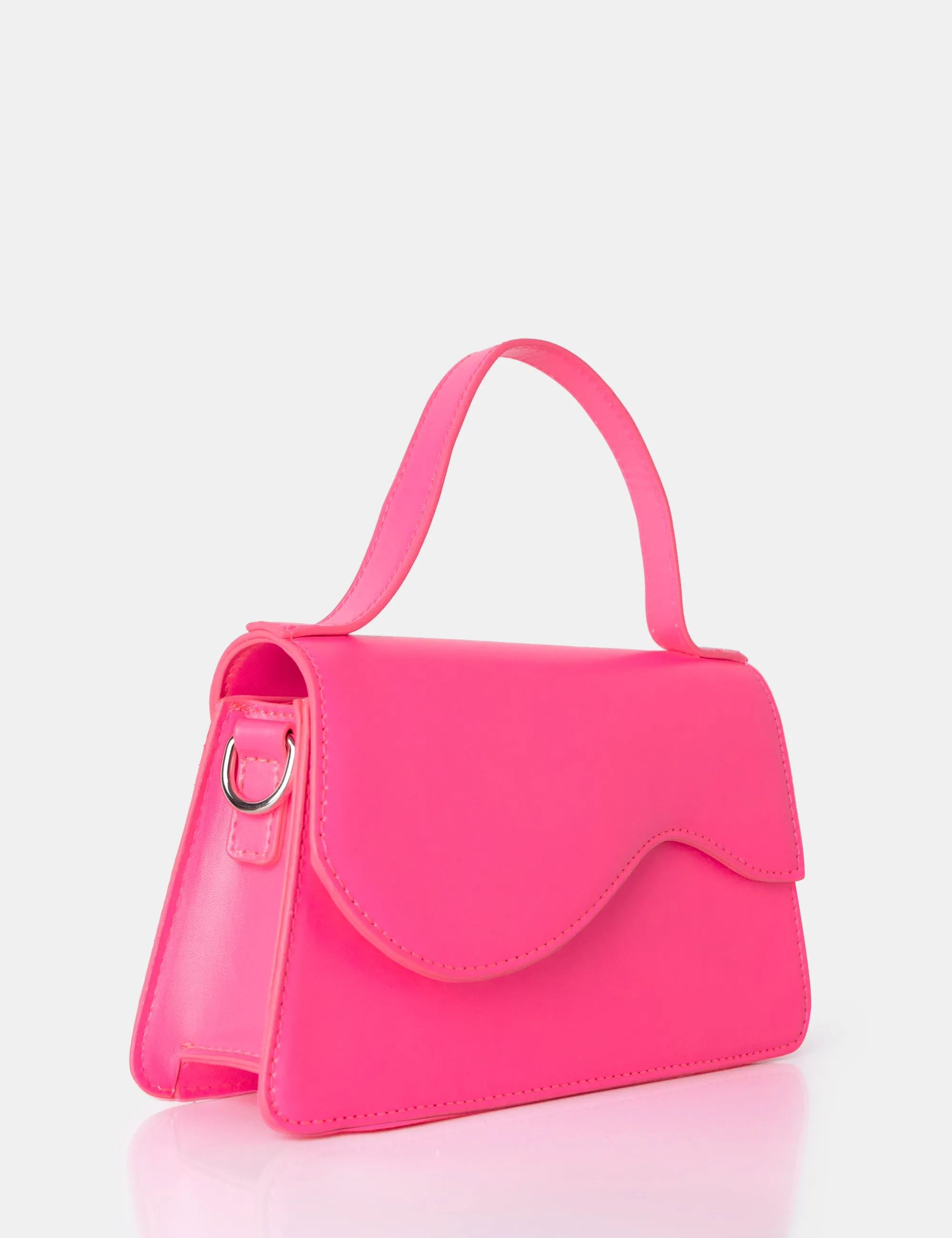 The Polly Bright Pink Croc Top Handle Mini Bag