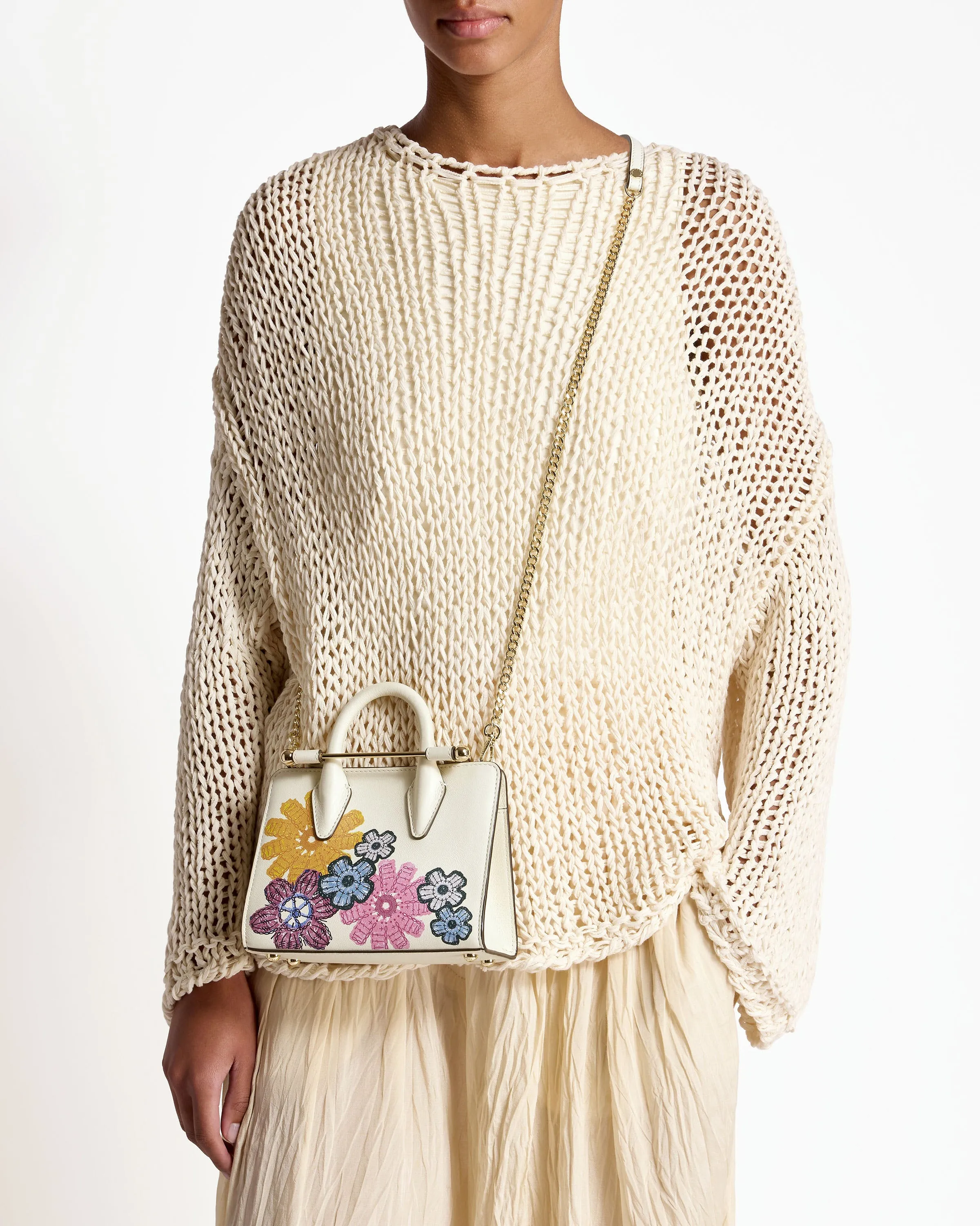 The Strathberry Nano Tote - Crochet Flower Print