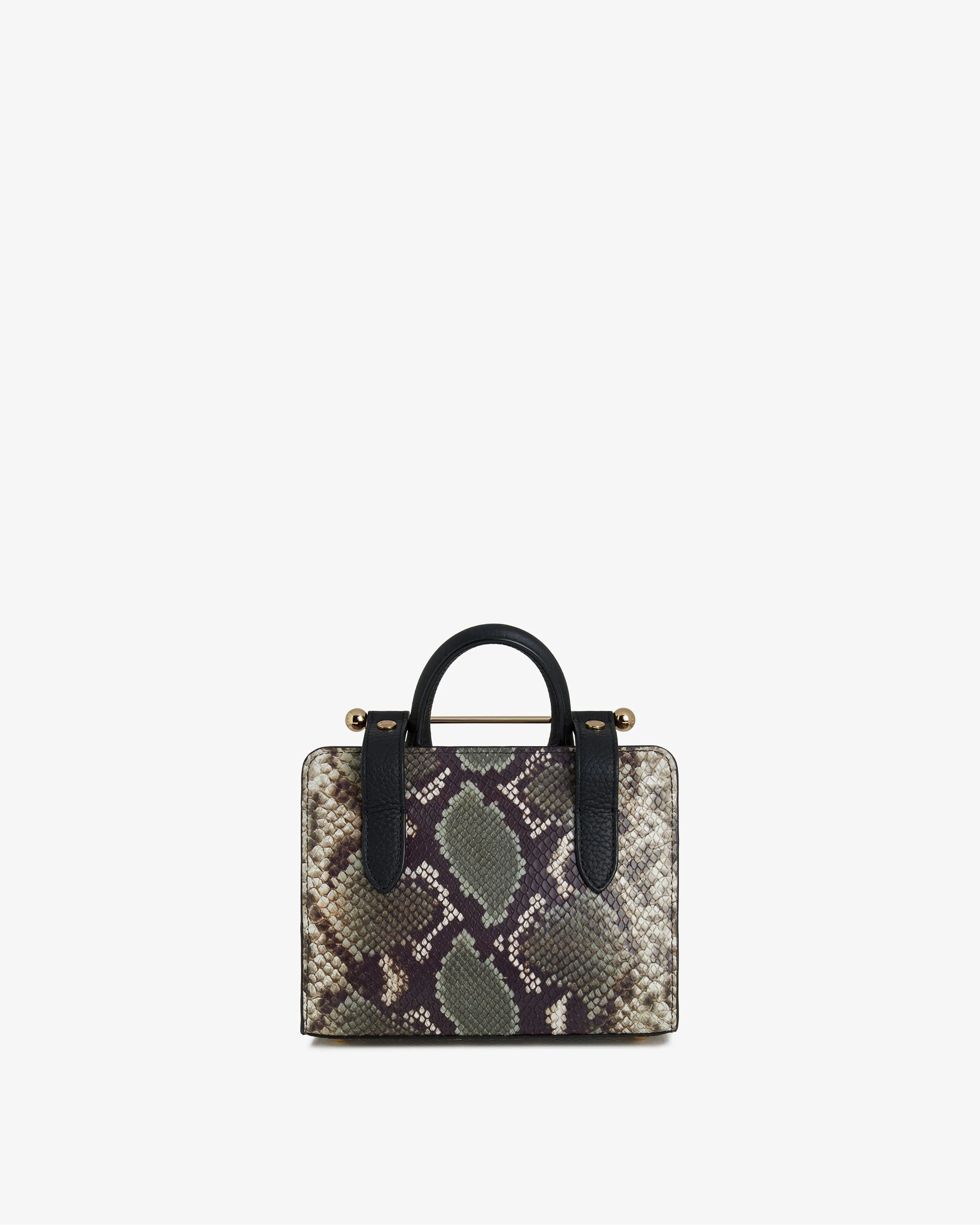 The Strathberry Nano Tote - Snake-Embossed Leather Slate Green