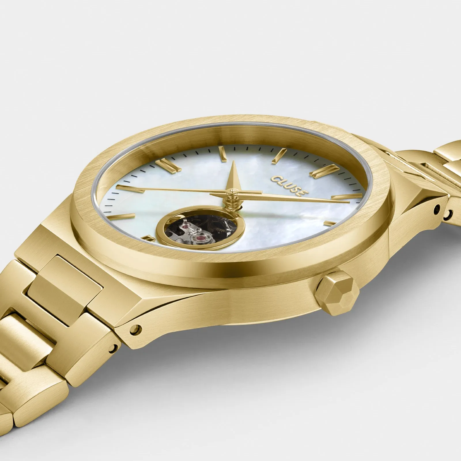 Vigoureux Automatic Watch, White MOP, Gold Colour.