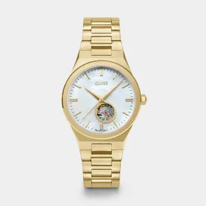 Vigoureux Automatic Watch, White MOP, Gold Colour.