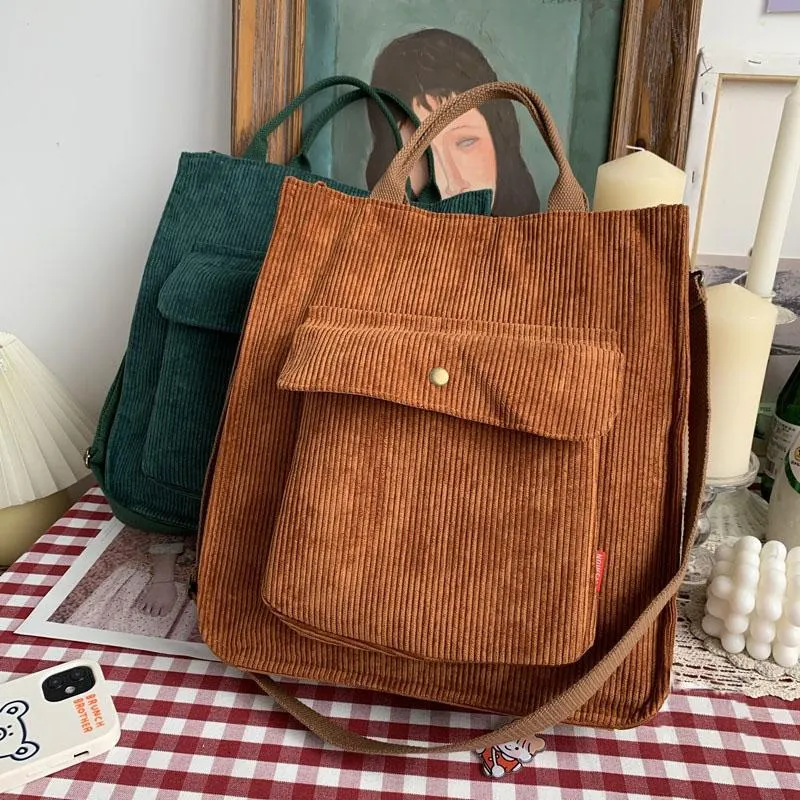 Vintage Women Tote Bag Zipper with Outside Pocket