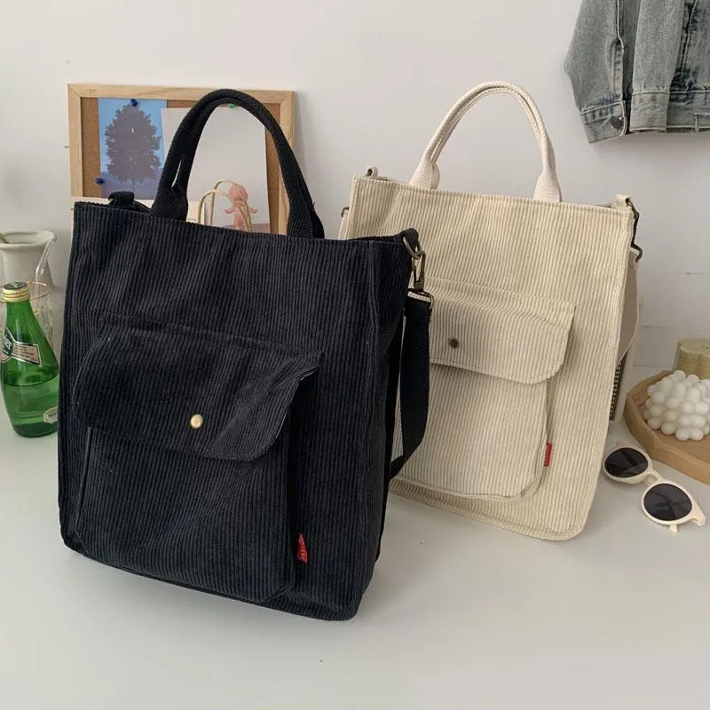 Vintage Women Tote Bag Zipper with Outside Pocket