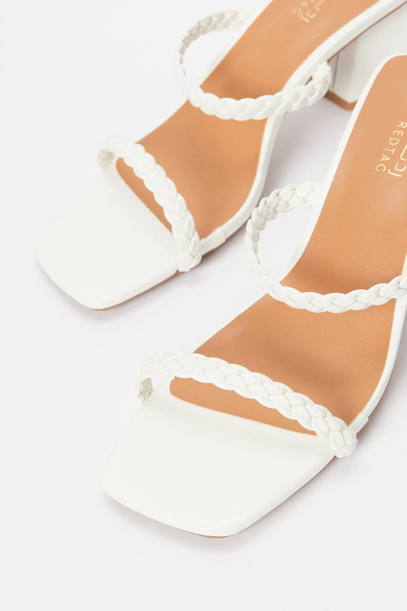 Women White Braided Strap Mule